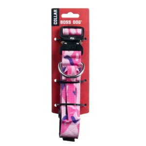 Boss Dog Tactical Adjustable Dog Collar Pink Camo, Large, 17-22 in
