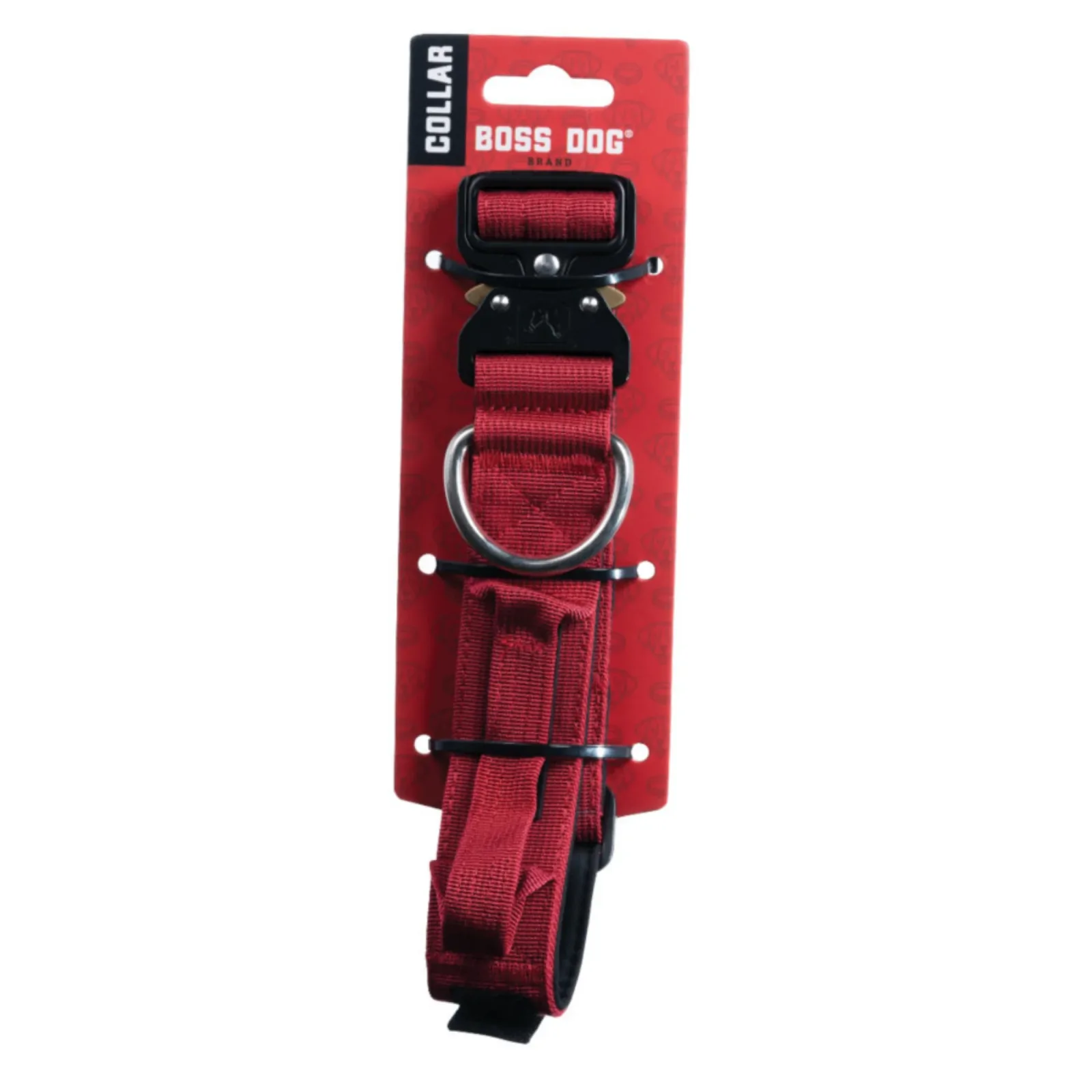 Boss Dog Tactical Adjustable Dog Collar, Red, Large, 17-22 in