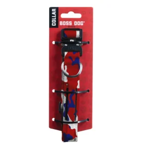 Boss Dog Tactical Adjustable Dog Collar Red, White, Blue, Small, 13-16 in