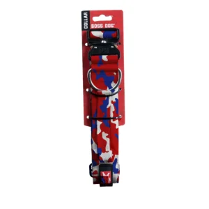 Boss Dog Tactical Adjustable Dog Collar Red, White, Blue, X-Large, 20-28 in