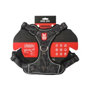 Boss Dog Tactical Dog Harness Black Camo, Medium