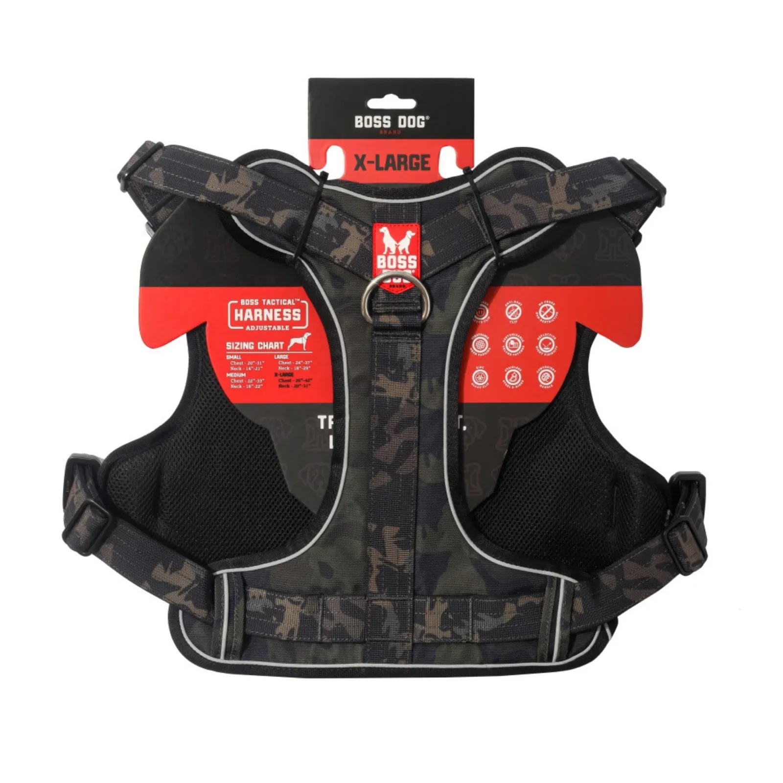 Boss Dog Tactical Dog Harness Black Camo, X-Large