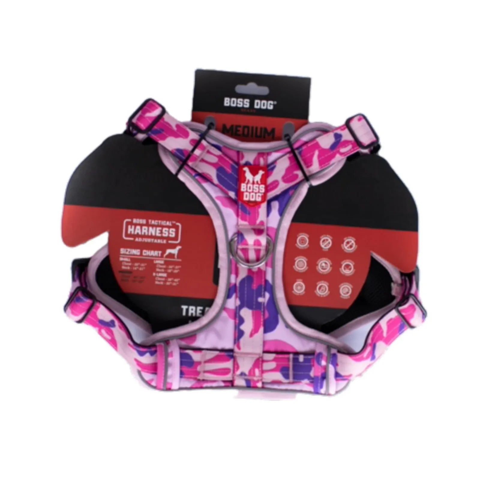 Boss Dog Tactical Dog Harness Pink Camo, Medium
