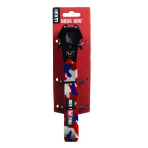 Boss Dog Tactical Dog Leash - Red, White, Blue, 1.25 in x 6 ft