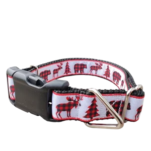 Buffalo Check Forest Nylon Dog Collar