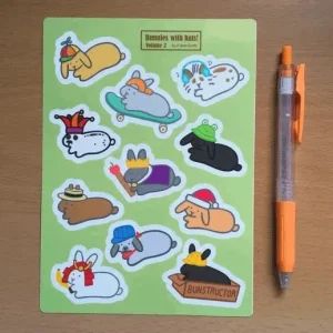 Bunnies with Hats STICKER Sheet - Volume 2
