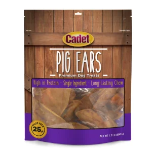 Cadet Natural Pig Ears for Dogs Original 1.3 lb (25 ct) (pk Of 1)