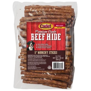 Cadet Premium Grade Munchy Beef Hide Sticks Beef 5 in (100 ct)