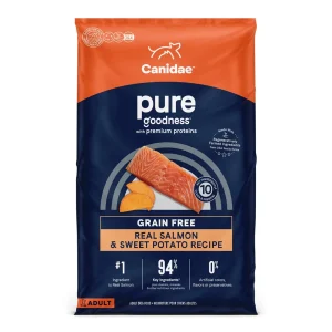 CANIDAE PURE Farm To Bowl GrainFree LID Dry Dog Food Salmon Sweet Potato, 22 lb