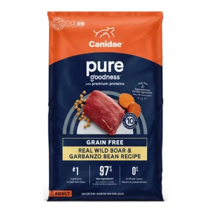 CANIDAE PURE Farm To Bowl GrainFree LID Dry Dog Food Wild Boar Garbanzo Bean, 22 lb