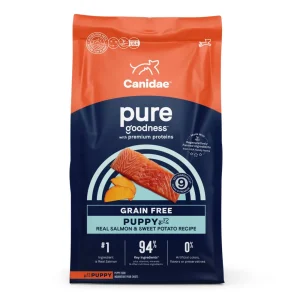 CANIDAE PURE Farm To Bowl GrainFree LID Dry Puppy Dry Dog Food Wild Caught Salmon Sweet Potato, 4 lb