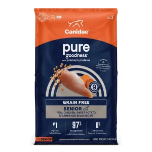 CANIDAE PURE Farm To Bowl GrainFree LID Dry Senior Dog Food Chicken, Sweet Potato Garbanzo Bean, 22 lb