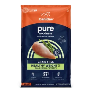 CANIDAE PURE Farm To Bowl GrainFree LID Healthy Weight Dry Dog Food Chicken Pea, 22 lb