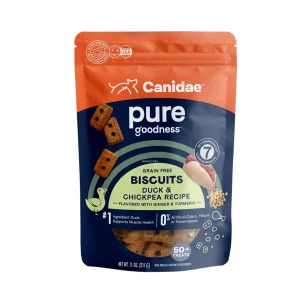 CANIDAE PURE Goodness Grain-Free Biscuit Dog Treats Duck & Chickpeas 11 oz