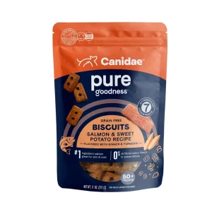 CANIDAE PURE Goodness Grain-Free Biscuit Dog Treats Salmon & Sweet Potato 11 oz