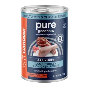 CANIDAE PURE Goodness Grain-Free LID Canned Dog Food Elements Formula with Lamb, Turkey & Chicken, 13 oz each, Case of 12