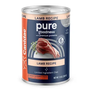 CANIDAE PURE Goodness Grain-Free LID Canned Dog Food Land Formula with Lamb, 13 oz each, Case of 12