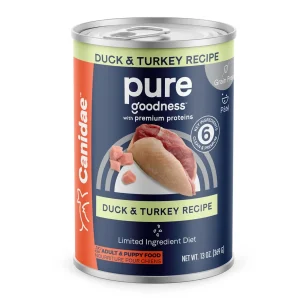 CANIDAE PURE Goodness GrainFree LID Canned Dog Food Sky Formula with Duck Turkey, 13 oz each, Case of 12
