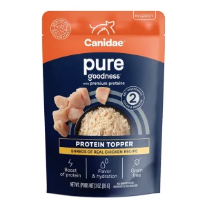 CANIDAE PURE Goodness Protein Topper for Dogs Shredded Chicken in Gravy, 3 oz each, Case of 12