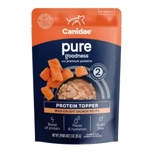 CANIDAE PURE Goodness Protein Topper for Dogs Wild-Caught Salmon in Gravy, 3 oz each, Case of 12