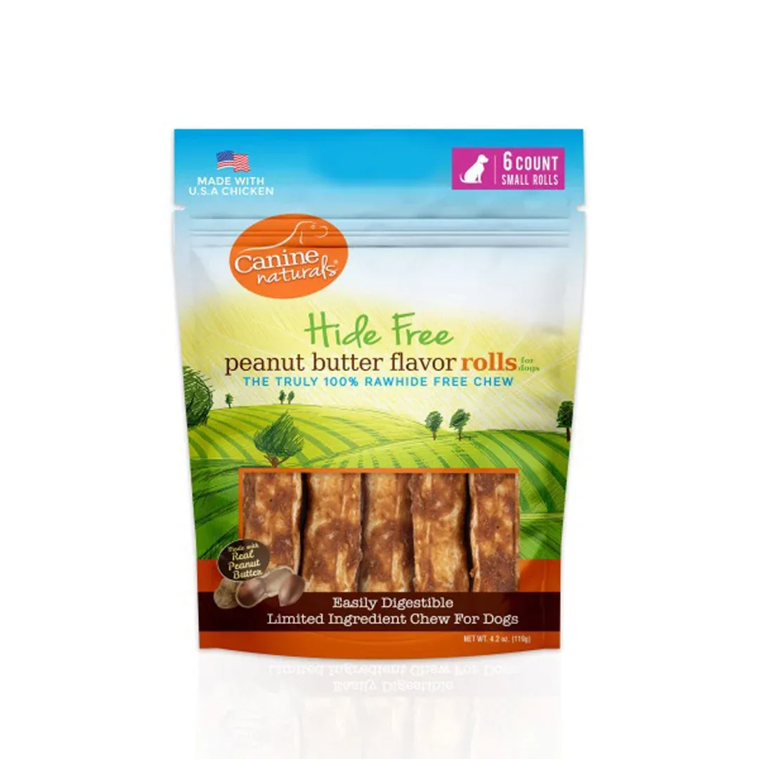 Canine Natural Hide Free 2.5 in Peanut Butter Mini Roll, 6-Count