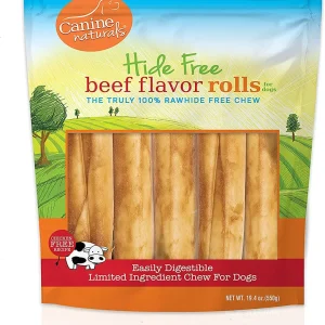 Canine Natural Hide Free 7 in Beef Large Roll, 5-Count