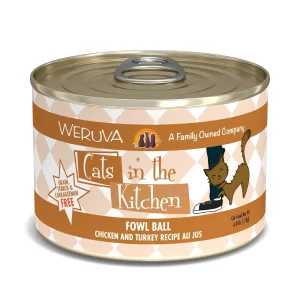 Cats in The Kitchen Fowl Ball Chicken and Turkey Recipe, 6 oz 24 ct
