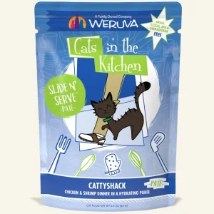 Cats in the Kitchen Slide N' Serve Cattyshack Wet Cat Food - Chicken and Shrimp Dinner, 3 oz Pouch 12 ct