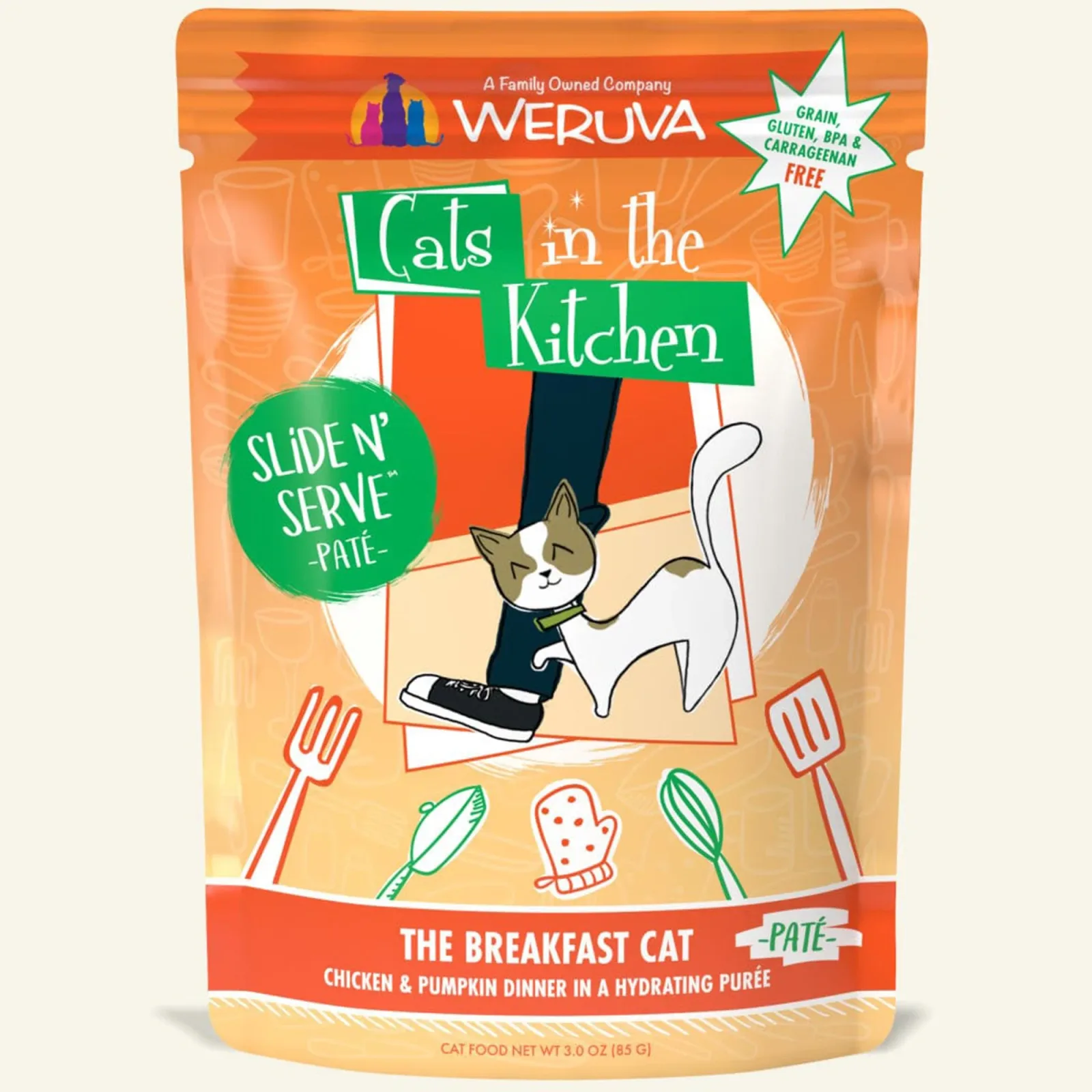 Cats in The Kitchen Slide N Serve The Breakfast Cat Chicken and Pumpkin Dinner 3 oz. Pouch 12 ct