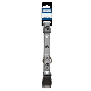 CC Reflect Pawprint Dog Collar 10-16 in Black