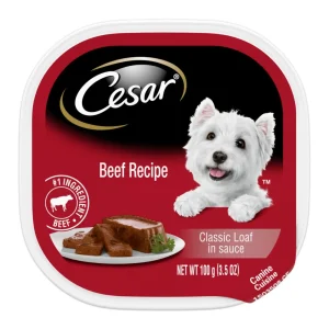 Cesar Classic Loaf in Sauce Adult Wet Dog Food Beef, 3.5 oz each, Case of 24