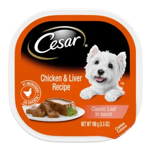 Cesar Classic Loaf in Sauce Adult Wet Dog Food Chicken & Liver, 3.5 oz each, Case of 24