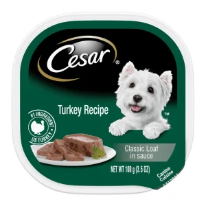 Cesar Classic Loaf in Sauce Adult Wet Dog Food Turkey, 3.5 oz each, Case of 24