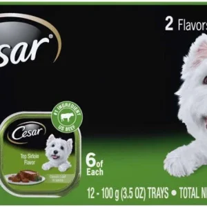 Cesar Classic Loaf in Sauce Adult Wet Dog Food Variety Pack (Grilled Chicken, Top Serloin) 42.3 oz 12 ct