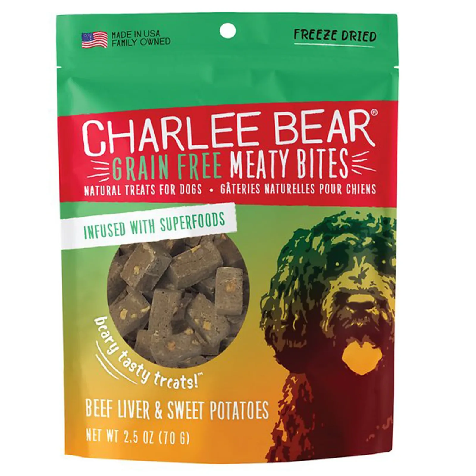 Charlee Bear Dog Meaty Bites Beef Liver And Sweet Potato 2.5 oz