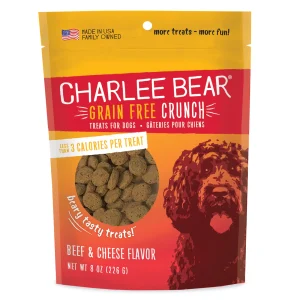 Charlee Bear Grain Free Crunch Dog Treats Beef Liver & Cheese 8 oz