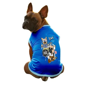 Cheeku Bark Graphic Cotton T Shirt For Dogs & Cats (Blue)