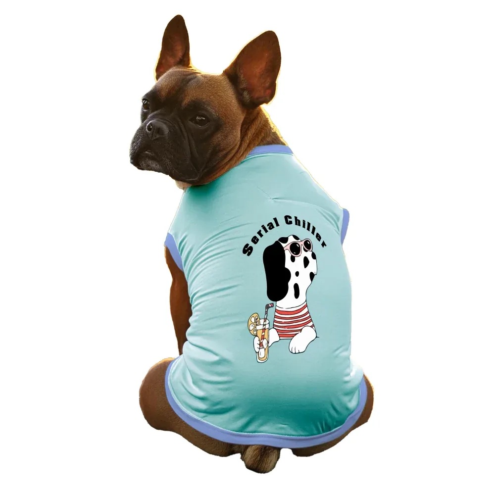 Cheeku Serial Chiller Graphic Cotton T Shirt for Dogs and Cats (Sky Blue)