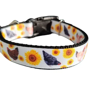 Chickens and Sunflowers Nylon Dog Collar