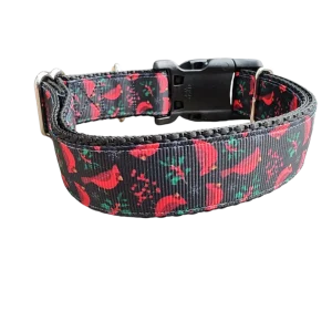 Christmas Cardinal Nylon Dog Collar