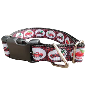 Christmas Red Truck Nylon Dog Collar