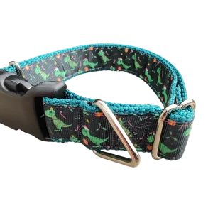 Christmas T Rex Tree Nylon Dog Collar