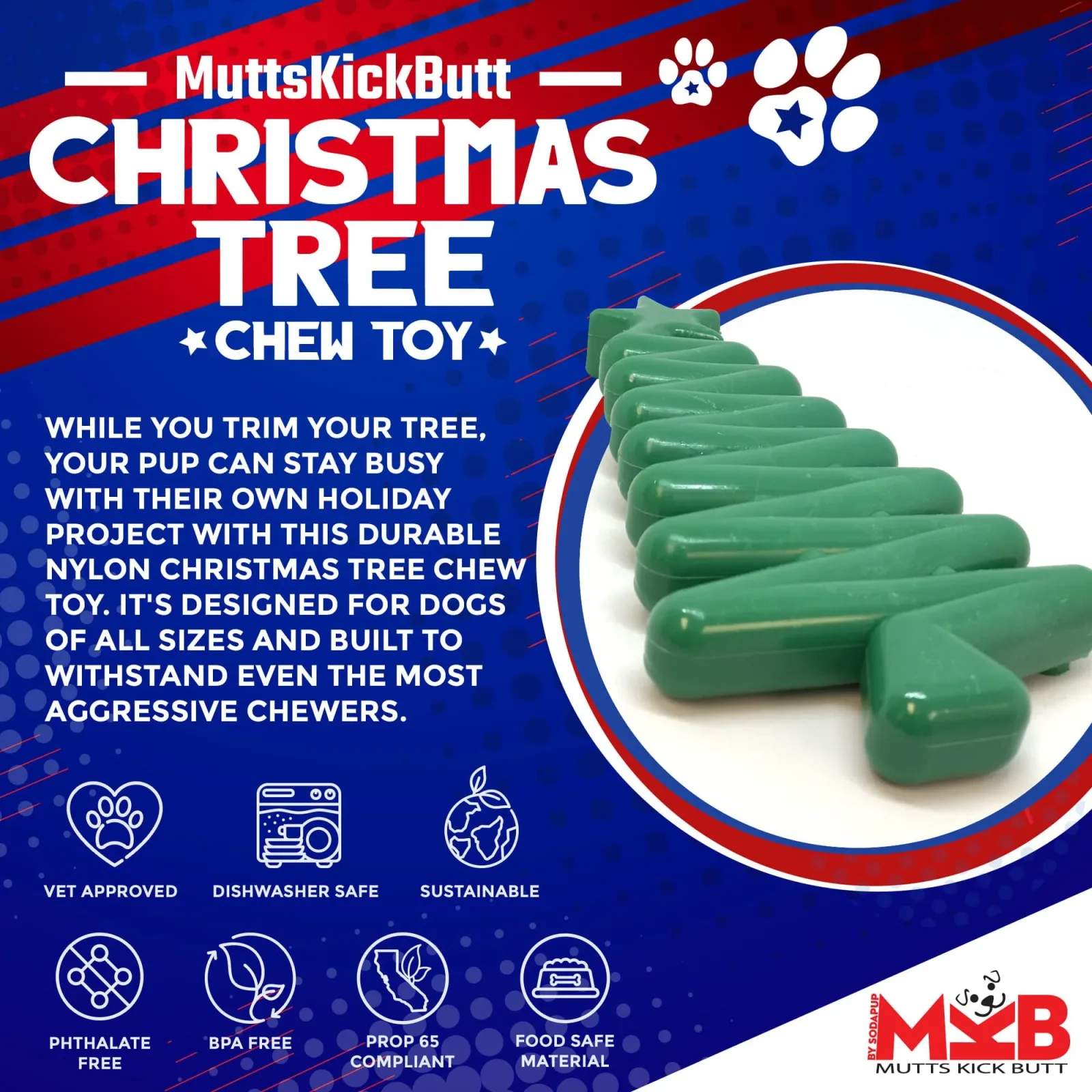 Christmas Tree Nylon Dog Chew Toy for Aggressive Chewers - Image 2