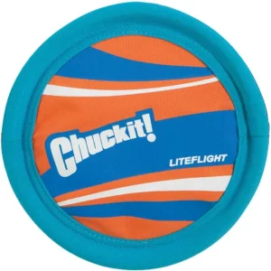Chuckit! Lite Flight Disc Dog Toy, Blue/Orange, Large, Fetch & Water Disc