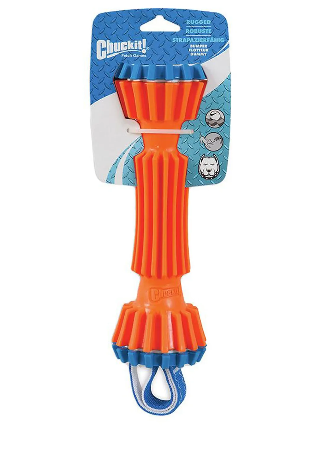 Chuckit! Rugged Bumper Dog Toy, Blue/Orange, Medium, Floats