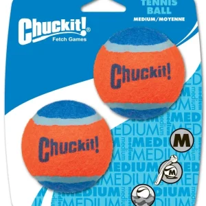 Chuckit! Tennis Ball Dog Toy Shrink Sleeve Blue/Orange Medium, 2-Count