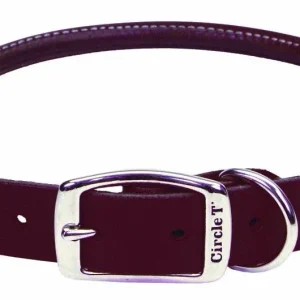 Circle T Latigo Leather Round Dog Collar Brown 1 in x 22 in