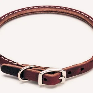 Circle T Latigo Leather Round Dog Collar Brown 3/8 in x 10 in