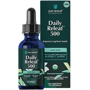 Clean Run Pet Releaf Daily Releaf 500mg Hemp Oil for Large Dogs