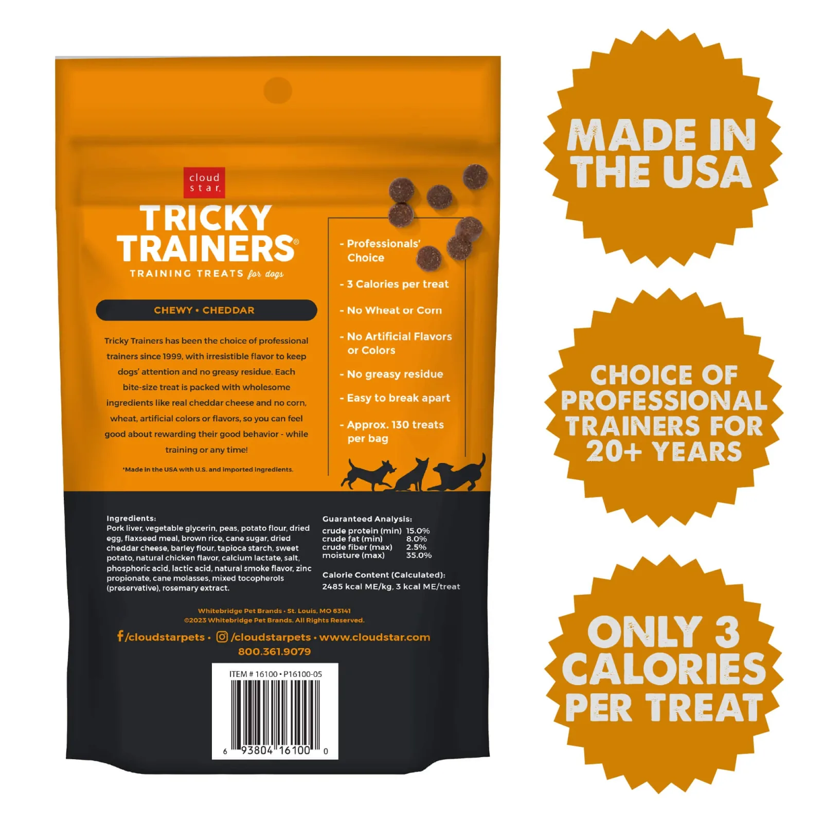 Cloud Star Chewy Tricky Trainers Cheddar Flavor Dog Treats, 5 oz Bag - Image 2